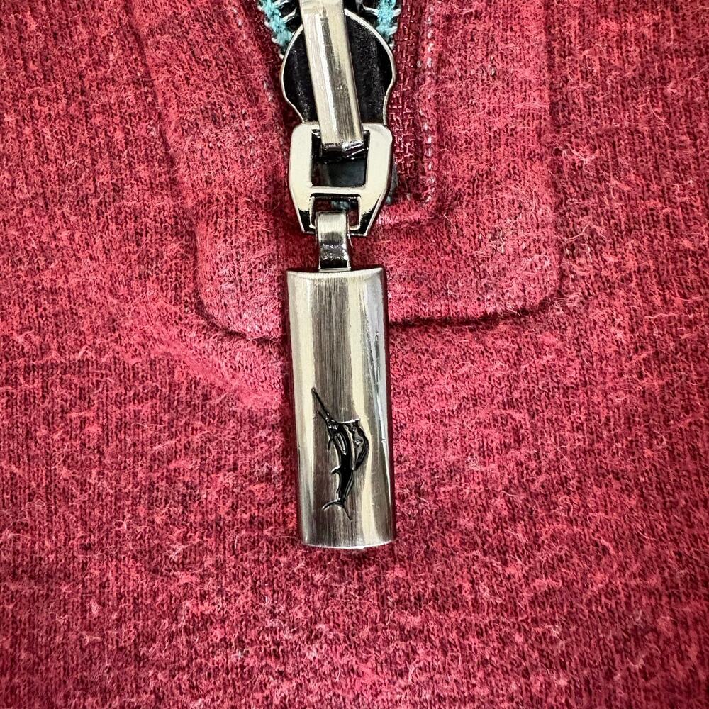 Tommy Bahama Reversible Quarter Zip Pullover Burgundy Gray Marlin Sweater XL/XXL - Picture 4 of 16